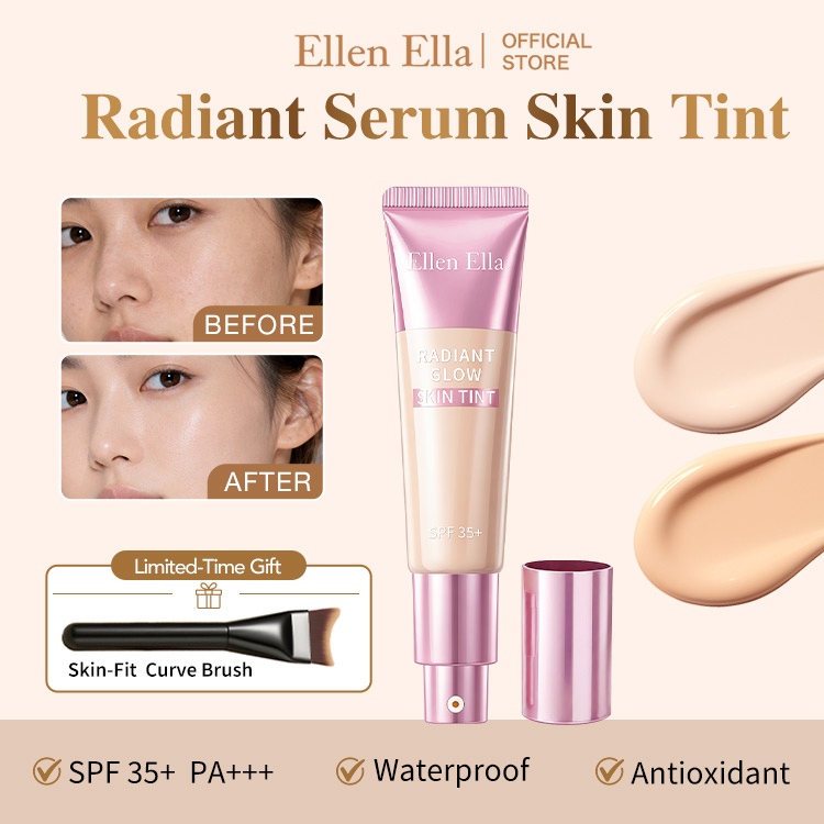 Halloween Mega Sale Buy One Take One / Limited Gift Brush - Ellen Ella Serum Skin Tint SPF35+ PA+++ | Natural Glow, Waterproof, Sweatproof & Antioxidant Hydrating Foundation