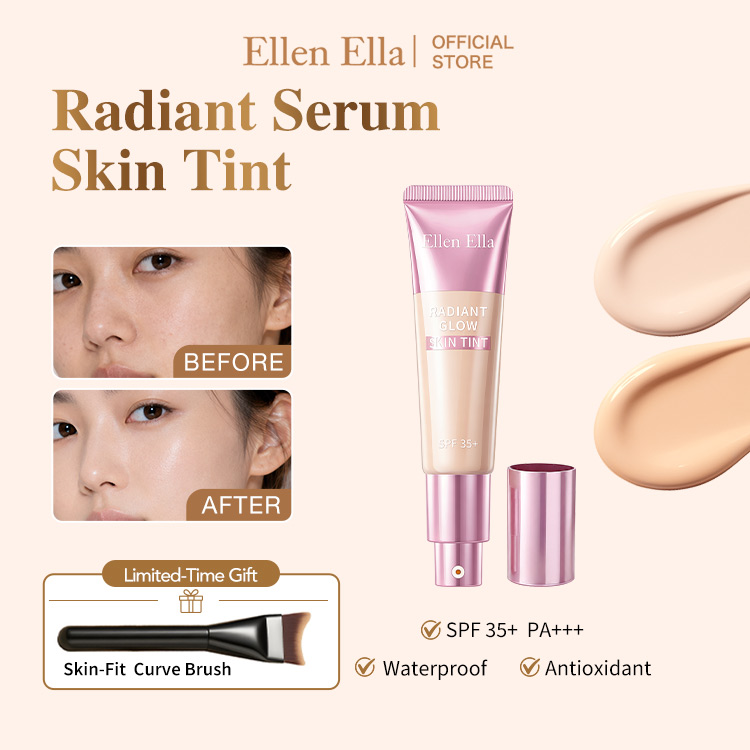 Halloween Mega Sale Buy One Take One / Limited Gift Brush - Ellen Ella Serum Skin Tint SPF35+ PA+++ | Natural Glow, Waterproof, Sweatproof & Antioxidant Hydrating Foundation